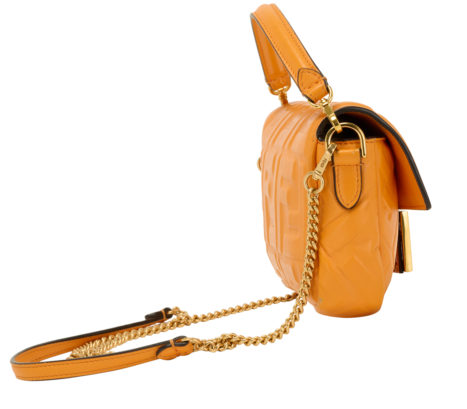 Mini Baguette, &pound;1,300, Handbags, Orange, Leather, Side view
